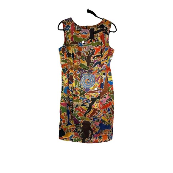 Jil Sander EU 40 Rainbow Abstract Grafitti Sleeveless Sheath Dress - Picture 1 of 8